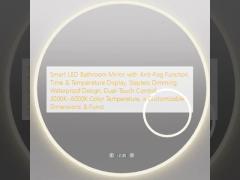 Smart LED Bathroom Mirror with Anti-Fog Function, Time & Temperature Display, Stepless Dimming, Waterproof Design, Dual-Touch Control, 3000K~6000K Color Temperature, a Customizable Dimensions & Funct
