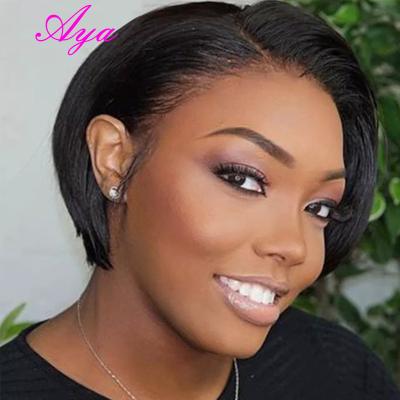 China Other Short Pixie Cut Straight Lace Frontal Wig T Part Lace Human Hair Wigs For Black Women Pre Plucked Natural Hairline Bob Wig for sale