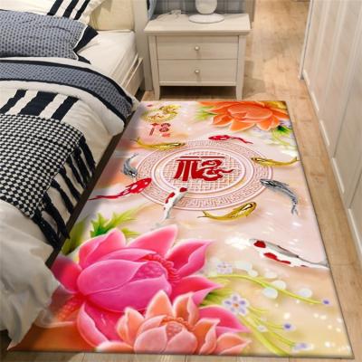 China Anti-Slip Custom Design Luxury High Quality Floral Printed Hotel Bedroom Rugs for sale