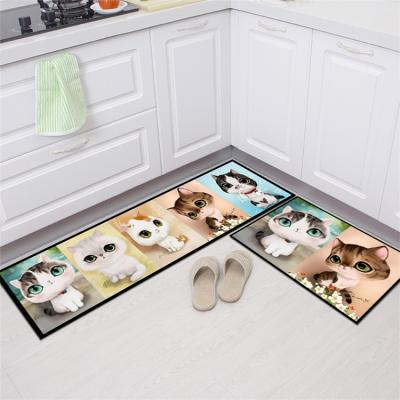 China Washable Modern Colorful Long Water Absorbent Printing Kitchen Mat Anti Slip for sale