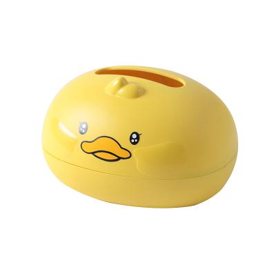 China Modern Home Cartoon Yellow Duck Small Tissue Storage Box Bedroom Living Room Plastic Tissue Box for sale