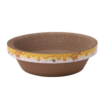 China New Viable Multi-Size Paper Bowl Shape Cat Scratch Toy Corrugated Cat Scratcher With Catnip for sale