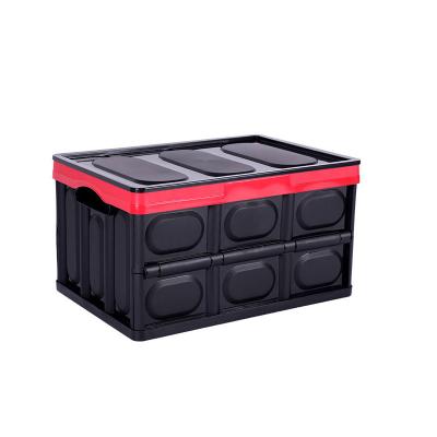 China Car Trunk Organizer Reusable Folding Moving Box 55L Viable Plastic Folding Car Trunk Storage Box For Travel Camp for sale