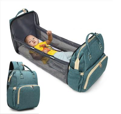 China Multi-Function Backpack Mommy Backpack Bags Custom Large Capacity Baby Mummy Bag Portable Foldable Crib Diaper Bag for sale