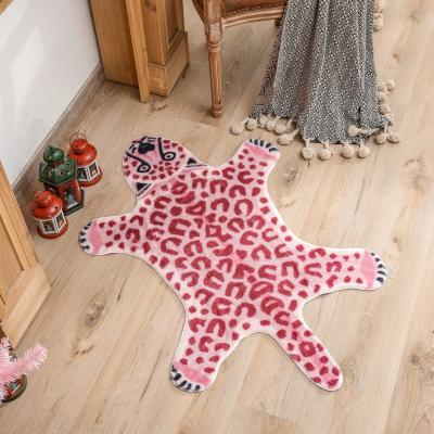 China 2021 Pink Acrylic Christmas Leopard Print Carpet Living Room Bedroom Pet Cushion Flower Stand Decoration for sale