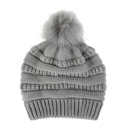 China Factory wholesale 2022 waterproof women winter knitted furry hats cap winter women hats for sale