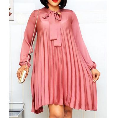 China 5XL Anti-Static Plus Size Pleated Business Women Loose Dress Casual Dress for sale