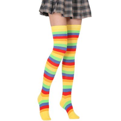 China Breathable women slim stripes tube thumpers thigh highs tights above the knee thumps casual knee highs low striped thigh highs for sale