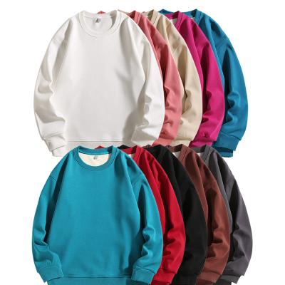 China Anti-Wrinkle 420g Retro Round Neck Heavy Pullover Sweater Solid Color Casual Long Sleeve Plus Size Women's Hoodies Pullover Hoodie for sale