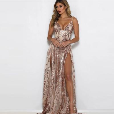 China New Breathable Hot Selling Women's Same Dress Women's Sexy Mesh Long Evening Dress Suspender Sequin Skirt for sale