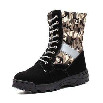 China Fashionable Camouflage Steel Toe Warm Men's Combat Sports Officer Machine Long Sticking Army Boots Safety Shoes for sale