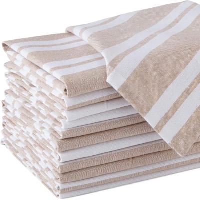 China Other 100% Cotton Dining Table Napkins, Beige Striped Table Napkin Apply To Dinner, Party, Banquet for sale