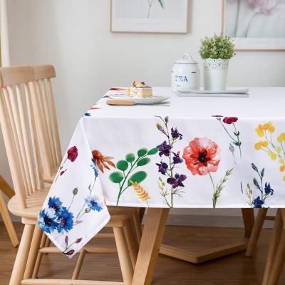 China Wildflowers Floral Waterproof Tablecloth Washable Watercolor Table Cloth Table Cover for sale