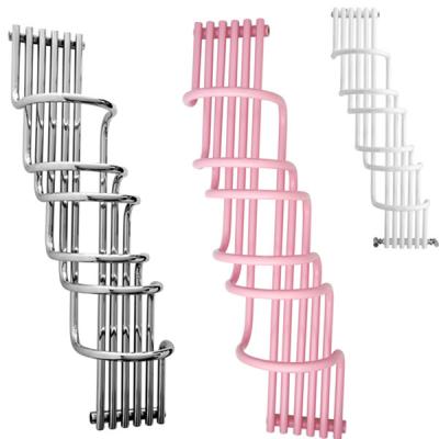 China Designer Curved Heated Towel Rail White / Chrome Towel Heaters For Bathroom Factory for sale