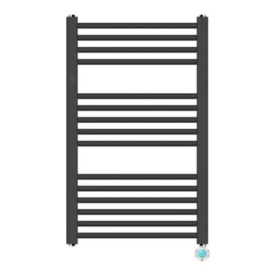 China Heater Black Electric Heating Towel Rail Without WIFI Thermostat Bathroom Towel Radiator for sale