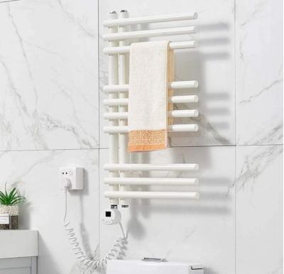 China White Waterproof Electric Heated Towel Rail Wall Mounted Towel Rack With Smart Thermostat for sale