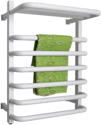 China Heater Wall Mounted Thickened Heated Towel Rail With Shelf Cloth Towel Heated Drying Rack White/Chrome for sale