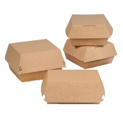 China Recycled Material Take Away Biodegradable Kraft Paper Pe Food Coated Burger Fries Paper Packaging Box for sale