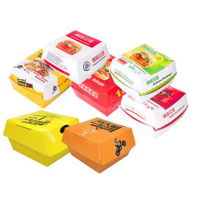 China Recycled Food Grade Kraft Paper Box Hamburger Material Disposable Corrugated Packaging Box for sale