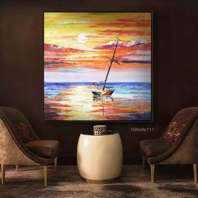 China Latest Hotel Suite Knife Painting Handmade Abstract Oil Painting Canvas Wall Art for sale