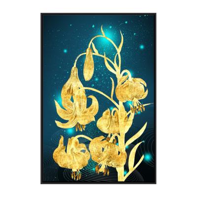 China Beautiful Modern Hand Painted Flower Gold Foil Wall Art Oil Painting Flowers Home Goods For Home Office Restaurant Deco for sale