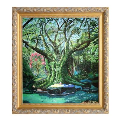 China Large Tree Oil Painting Modern Green Home Decoration Handmade Landscape Painting for sale