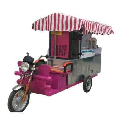 China Snack factory fully equipped electric mobile food wheeled ice cream vending tricycle vans bike truck trailer cart car with freezer wheels for sale