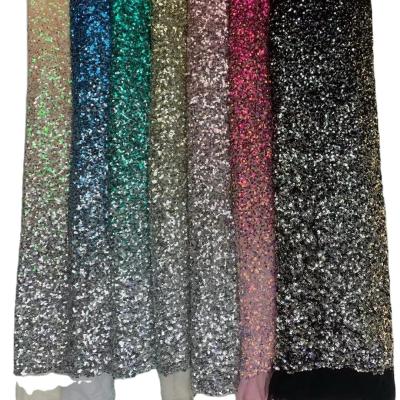 China Newest Fashion tassel sequin lace fabric sequins tulle lace fabric  for evening dress embroidered fabric elegant lace for sale