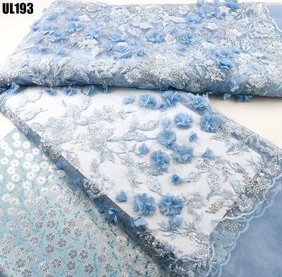 China Newest Fashion tassel sequin lace fabric sequins tulle lace fabric  for evening dress embroidered fabric elegant lace for sale