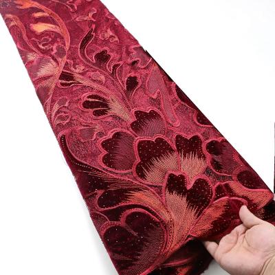 China Supoo 2023 Luxury Velvet Lace for Wedding Embroidery Velvet Fabric Tulle Lace with Stones  for wedding dresses for sale