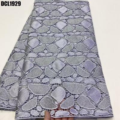 China 2023 Wholesale price Fashion Double color African cord guipure lace embroidery fabric wedding dress Nigerian women clothings for sale