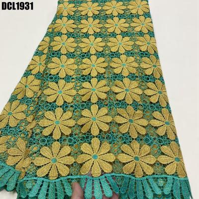 China Newest Fashion Double color African cord guipure lace embroidery fabric wedding dress women clothings Ghana fabric for party for sale