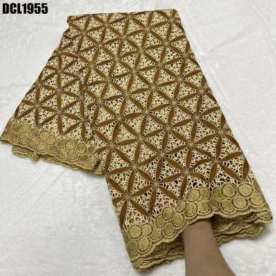 China Beige African Cord Lace Fabric Guipure Cord Lace Fabric for Party Wedding Dresses for sale