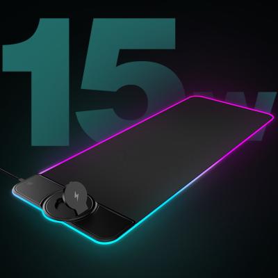 China Latest Qi Mouse Pad 15W Desktop Gaming Phone RGB Extra Long Soft Magnet Wireless Fast Charger for sale