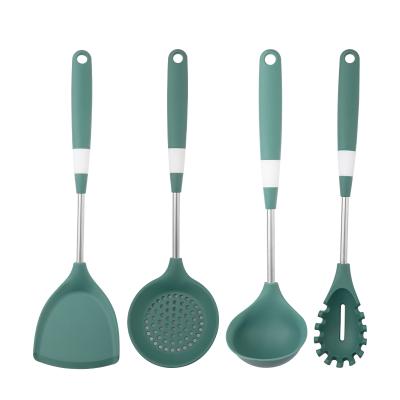 China Sustainable Kitchen Accessories 4 Pcs Kitchen Utensils Silicone Nonstick Kitchen Utensil Set Handle Nylon+304 Cooking Tool for sale