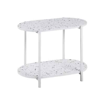 China Modern KD Side End Table and Small Coffee Table and Nightstand with While Marble Top for Indoor Bedroom and Living Room or Balcony for sale