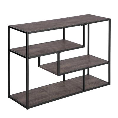 China KD 3 Tier Shelf Storage Wooden Decorative Bookcase Modern Industrial Bookcases for Kitchen Office Living Room and Home for sale