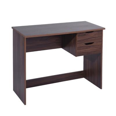 China Convertible Wood Desk Standing Modern PC Computer Desk With 2 Drawer Side Brown Wood For Home And Office for sale