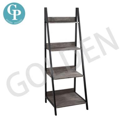 China Partical Modern Wooden Shelf 4-Tier Ladder Ladder Display Shelf Open Bookcase Storage Display Shelf Office Furniture for sale