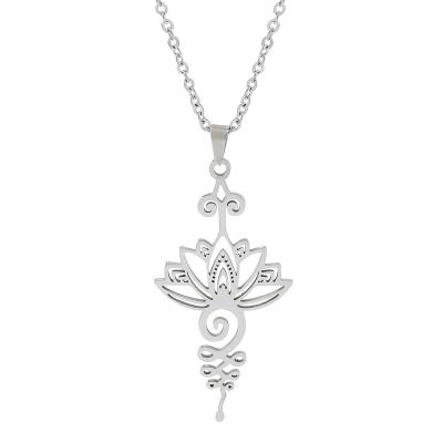 China Punk Stainless steel Lotus Flower Pendant Necklace for Women Men Stainless Steel Jewelry for sale