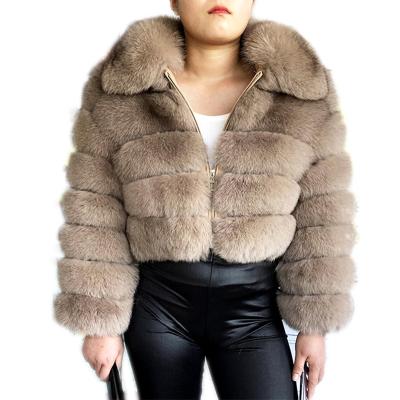 China 100% Real Fox Natural Warm Fur Coat Winter Women's Jacket Anti-Wrinkle Fox Fur Bubble Genuine Leather Coat for sale