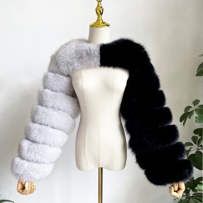 China New Fashion Winter Anti-wrinkle Women Real Fox Fur Two Sleeves Natural Genuine Fox Fur Coat for sale