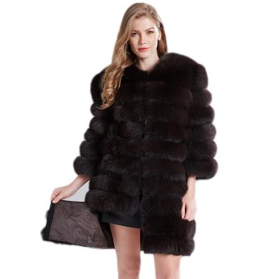 China Women Natural Detachable Winter Coat Long Sleeves Jacket Anti-wrinkle 100% Warm Leather Fox Fur Coat for sale