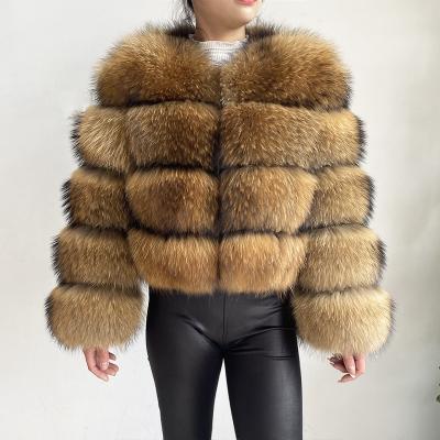 China 2022 Women's Anti-wrinkle 2022 Style Real Raccoon Fur Warm Jacket Winter Warm Coat 100% Fur Real Sheath Long Good Quality Natural Raccoon Fur Coat for sale