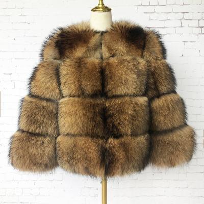 China Anti-wrinkle fashion winter warm women coat real natural raccoon fur coat raccoon fur jacket winter thick warm jackets vest custom made for sale