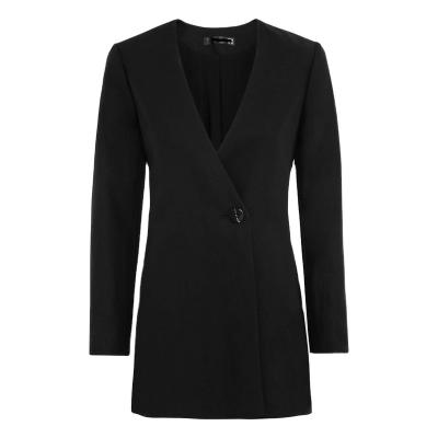 China Tencel breathable long wrap canvas blazer front blazer with pleat and inseam pocket for sale