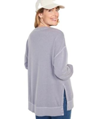 China Breathable Vintage Long Sleeve Garment-Dyed French-Terry Tunic Sweatshirt For Women for sale