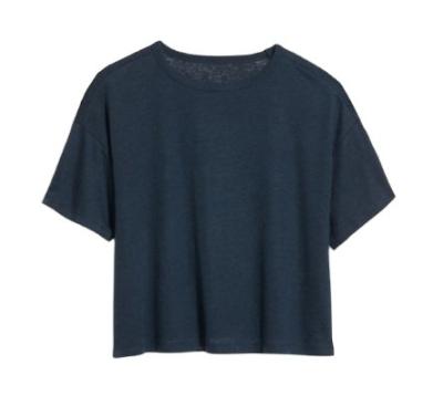 China Breathable Elbow-Sleeve Oversized Canvas-Blend Knit T-Shirt For Women for sale