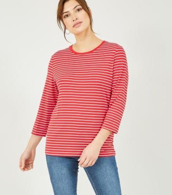 China Women's Breathable Stripe Tank Top Cotton Top Polyester Blended Long Sleeve T-Shirt for sale