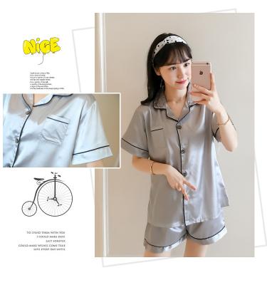 China Women's Breathable Silk Shorts Short Sleeve Set Nightgown for sale